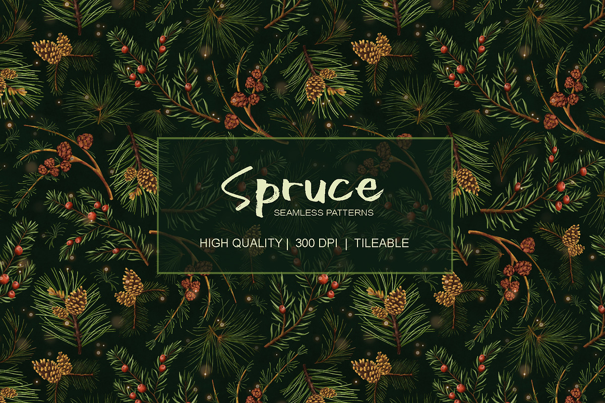 Spruce Seamless Patterns, a Pattern Graphic by Lidiebug
