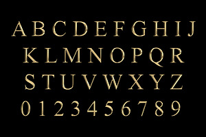 Gold Text Alphabet Letters