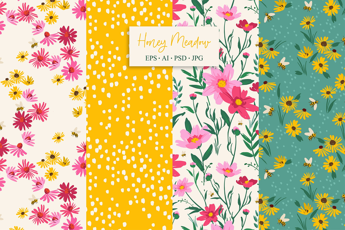 Honey Meadow. 16 seamless patterns, a Pattern Graphic by Nadia Grapes (Photo 4 of 7)