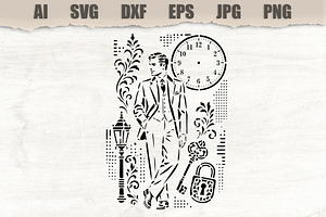 Stencil Vintage Gentleman
