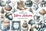 Watercolor Silver Autumn Clipart, an Illustration by CreationArt (Thumbnail 1 of 9)