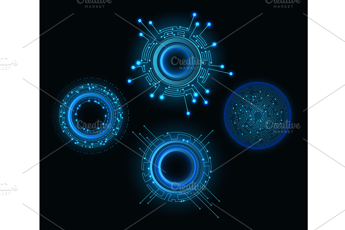 Circuit board circle frame, a Technology Illustration by Things for designers