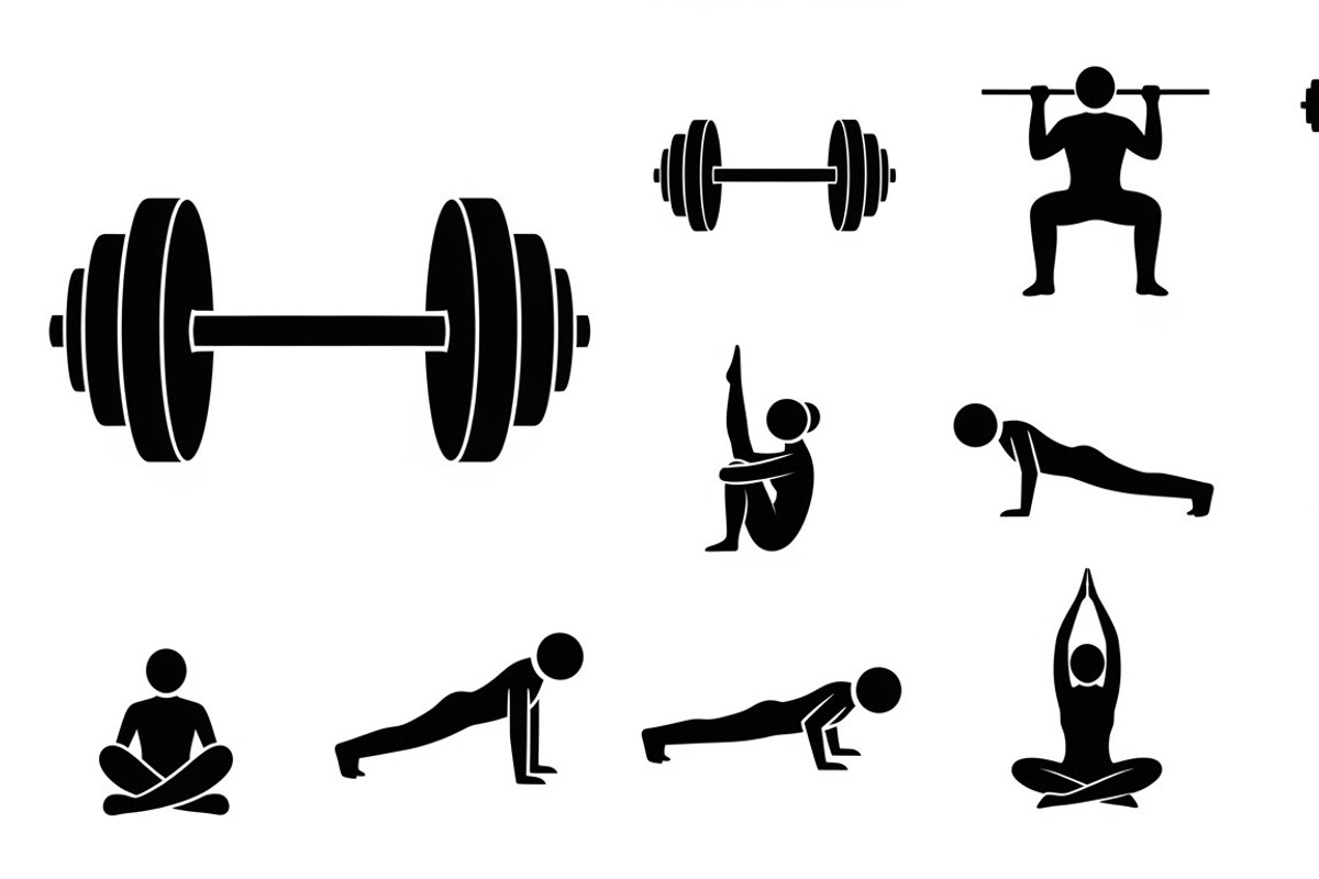 Fitness Workout Silhouette Icon Set, an Illustration by musafir_fashion (Photo 43 of 51)