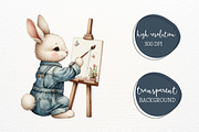 Watercolor Denim Bunny Clipart PNG, an Animal Illustration by Maysa Art (Thumbnail 4 of 4)