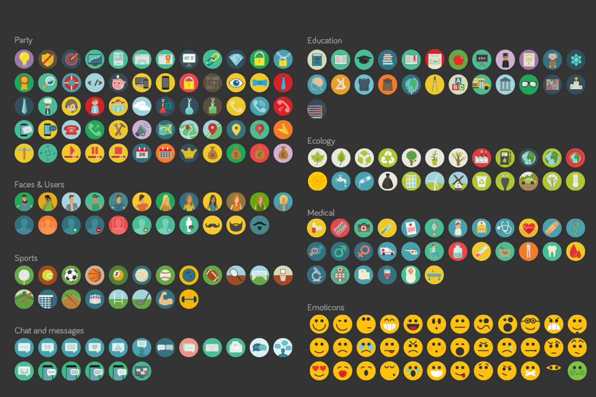 2500 Flat Icons Ai | PSD | SVG |PNG, an Icon by Vectopus.com (Photo 4 of 5)