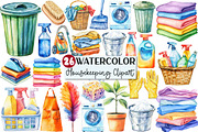 Watercolor Housekeeping Clipart, an Illustration by Rose Art (Thumbnail 1 of 4)