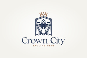 house city king crown badge logo, a Branding & Logo Template by Blazybone