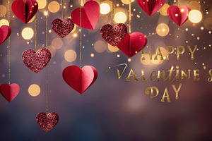 Hanging Paper Hearts Valentine Background, a Holiday Photo by Davizro's Market