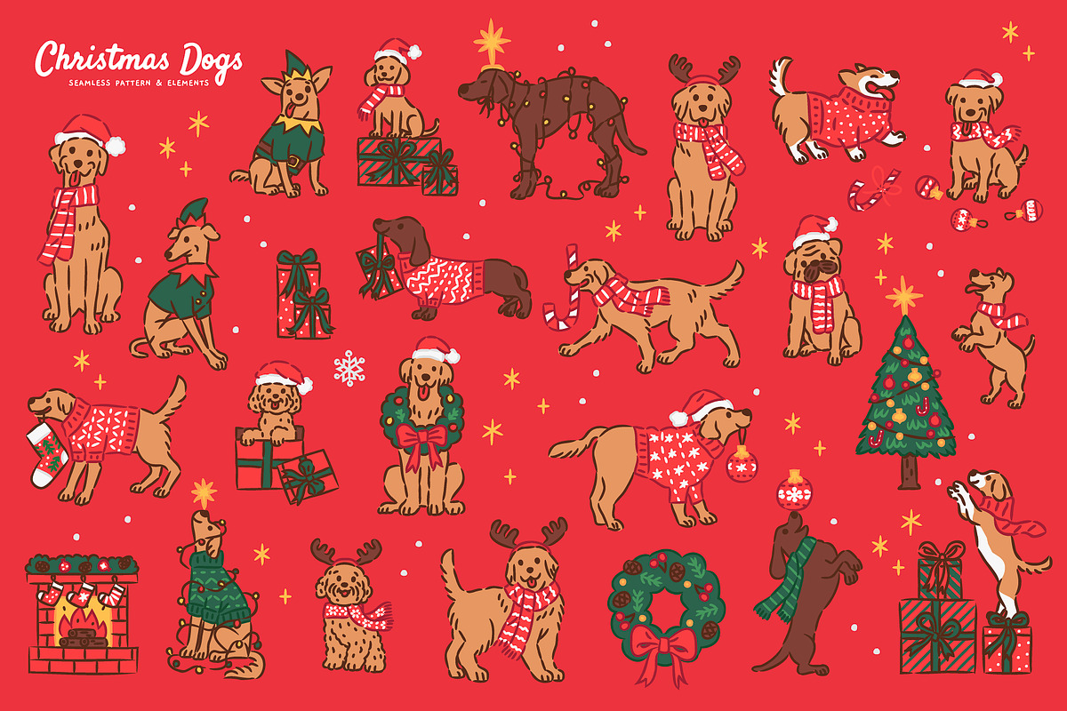 Christmas Dogs, an Animal Illustration by monkik (Photo 3 of 7)