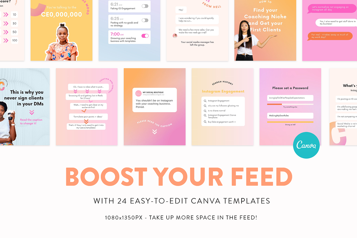 Coach Instagram Bundle for Canva, a Social Media Template by My Social ...