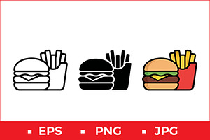 Burger & Fries Vector Design, a Solid Icon by Artonix
