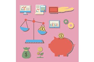nine financial economy icons, a Finance Illustration by studiogstock