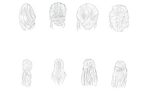 Womens Hair Set 3 Procreate Brush