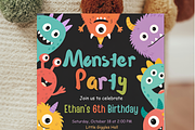 Monster Birthday Party Invitation, an Invitation Template by heynomi (Thumbnail 6 of 19)
