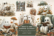Boho Ghosts Reading Clipart, an Illustration by NadiaTheronArt (Thumbnail 1 of 4)