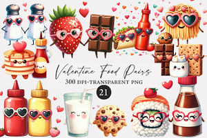 Valentine Food Pairs Clipart, an Illustration by Designworld