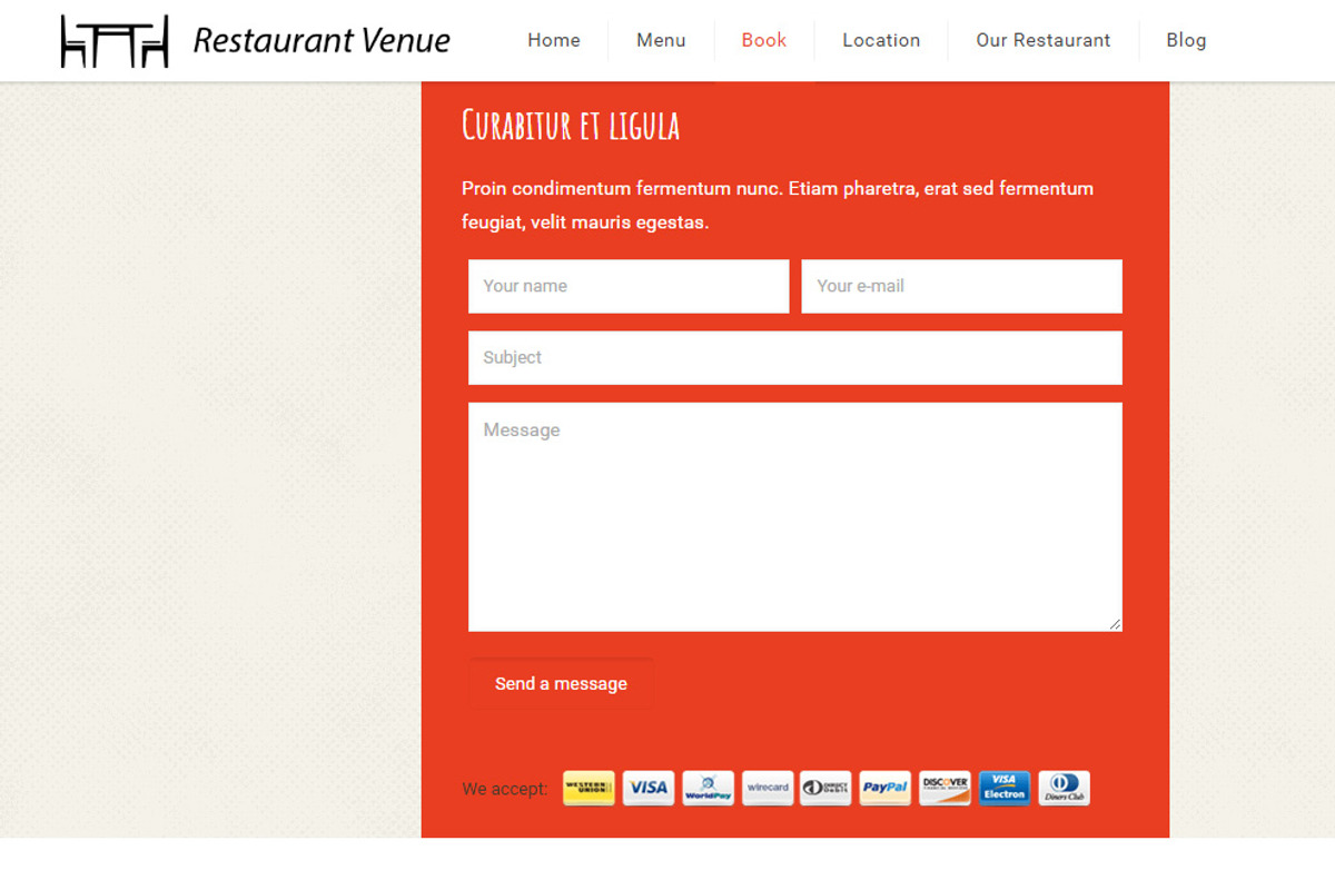 Restaurant Venue, a WordPress Template by WPICODE (Photo 6 of 8)
