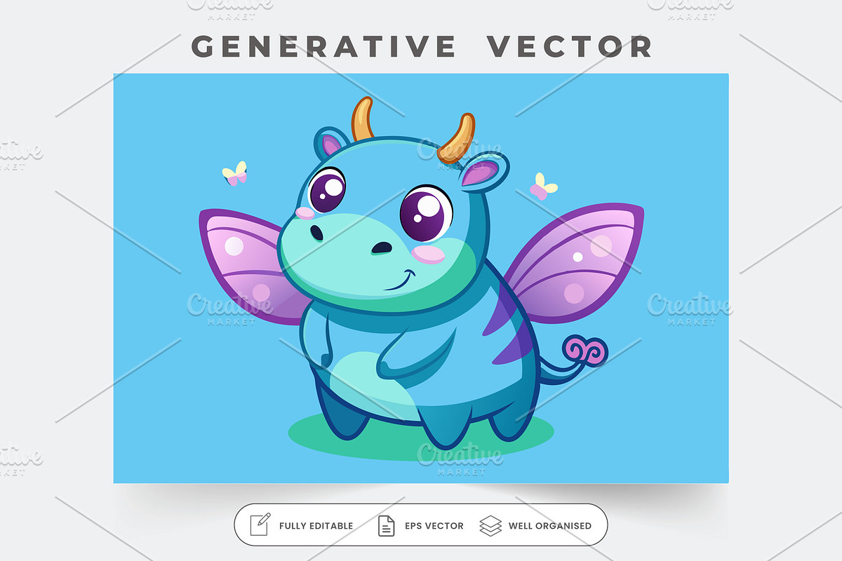 A cute hippo butterfly character wit, a Graphic by Iftikhar Alam