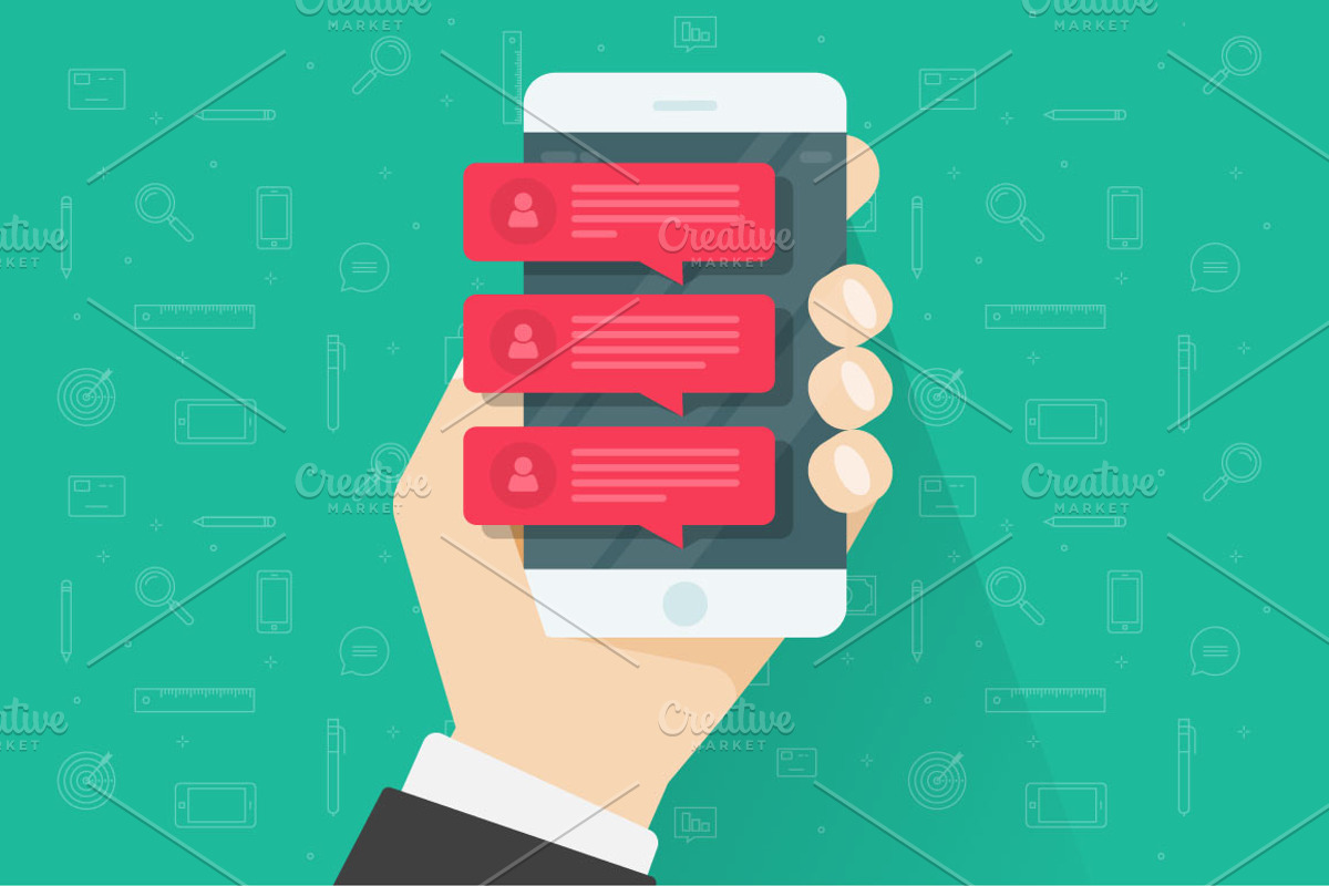 Chat Messaging Notification on Phone, an Illustration by vladwel (Photo 3 of 4)
