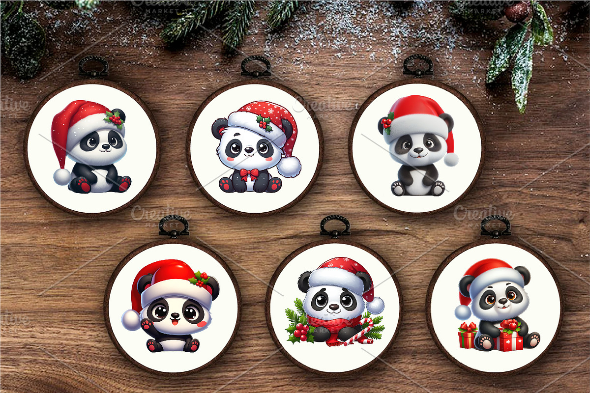 Christmas Panda. T-Shirt, PNG., an Animal Illustration by KENO Mascots (Photo 5 of 8)