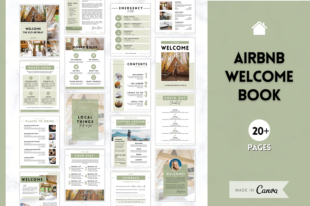 Airbnb Welcome Book Template, a Poster Template by Templatables (Photo 1 of 12)