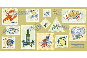 Italian food postage stamp