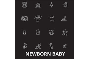 Newborn Baby Editable Line Icons