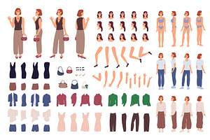 Pretty female character kit. Cartoon, a Person Illustration by Vectorbuum