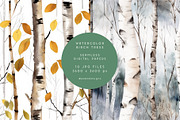 Watercolor Birch Trees, a Pattern Graphic by PeDe Designs (Thumbnail 5 of 6)