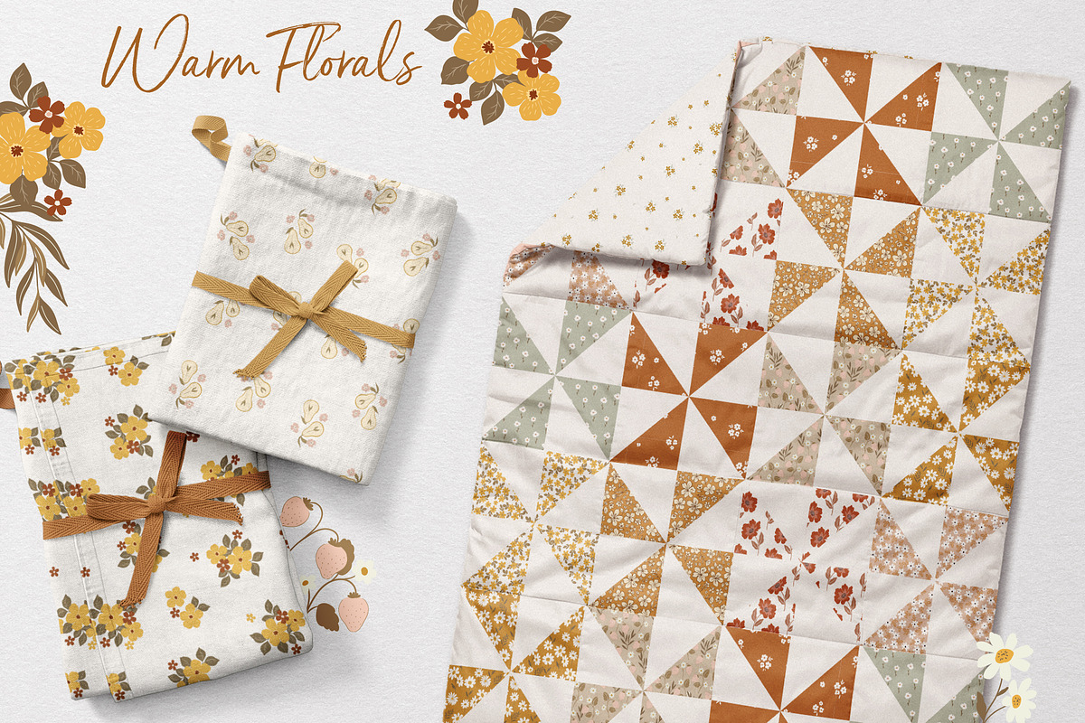 Warm Florals pattern & clipart, a Pattern Graphic by Cozy pattern shop (Photo 4 of 11)