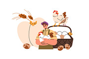 Farmers sell on local market concept, a Food Illustration by PaperTrident (Thumbnail 3 of 7)