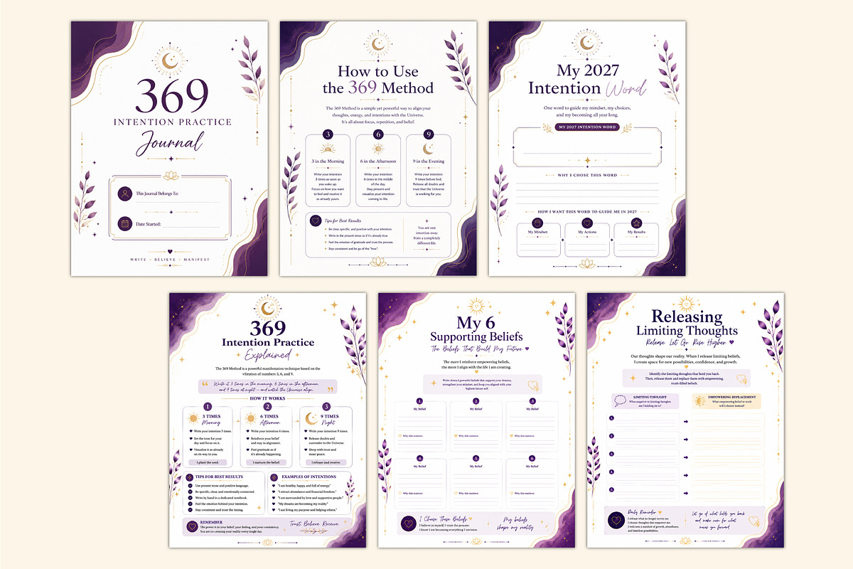 369 Intention Practice Journal., a Stationery Template by Shumaya (Photo 3 of 5)