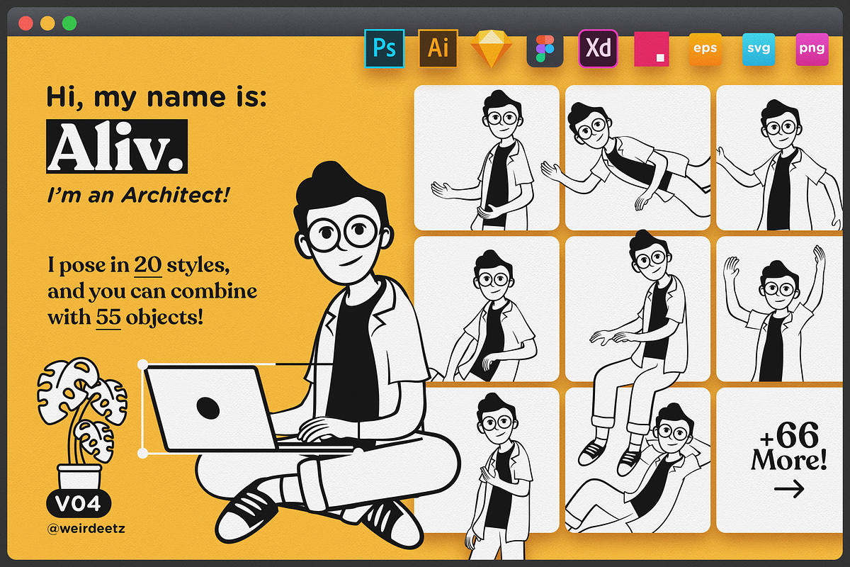 Character Set V04 Aliv, an Illustration by Weirdsgn Store (Photo 1 of 5)