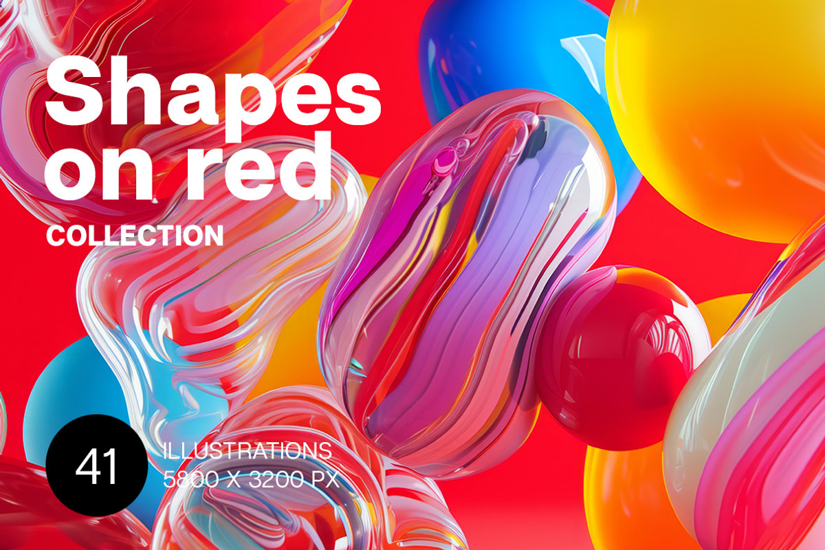 Shapes on red. 41 images, a Background Graphic by Handmadefont (Photo 1 of 11)