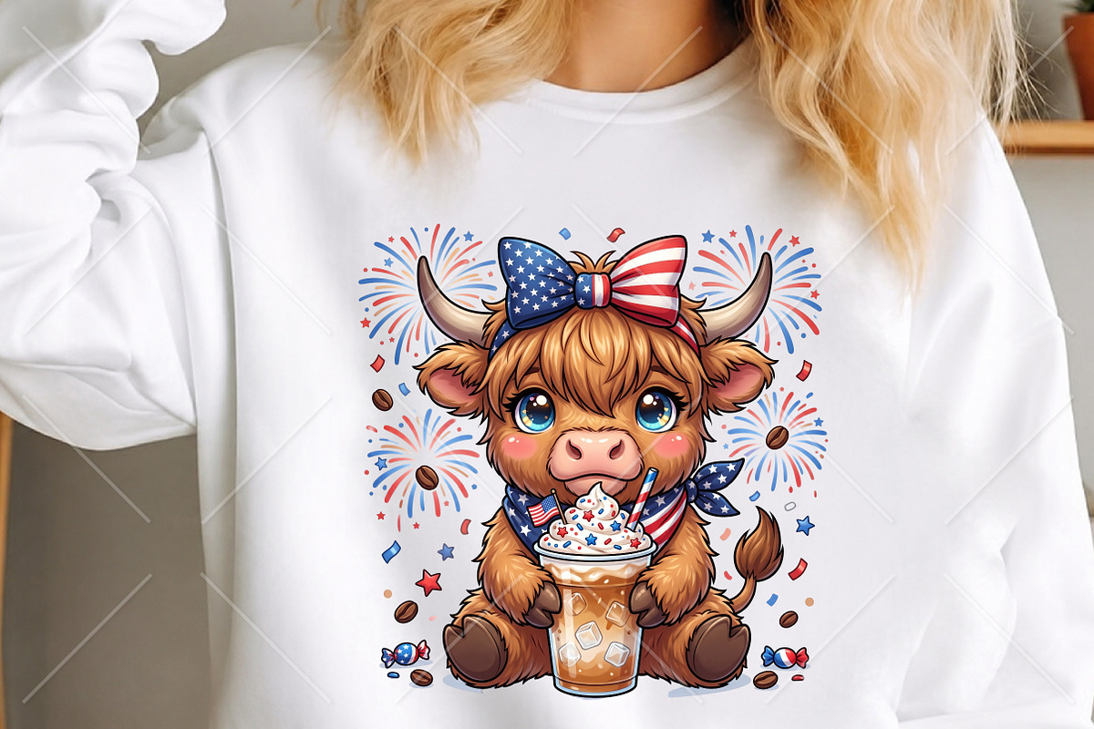 Patriotic Highland Cow PNG, a Seasonal Illustration by Canvas Craft (Photo 4 of 6)