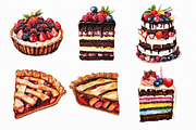 Watercolor Cake Clipart, an Illustration by Libby Wishes (Thumbnail 2 of 5)