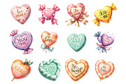 Valentine's Day Candy Hearts Clipart, a Graphic by CitraGraphics (Thumbnail 2 of 3)