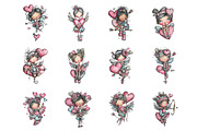 Whimsical Cupid Valentine Clipart, an Illustration by Design Market (Thumbnail 3 of 3)