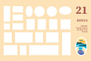 Travel Stickers and Retro Postage, an Object Illustration by Lettering_Logo (Thumbnail 6 of 14)