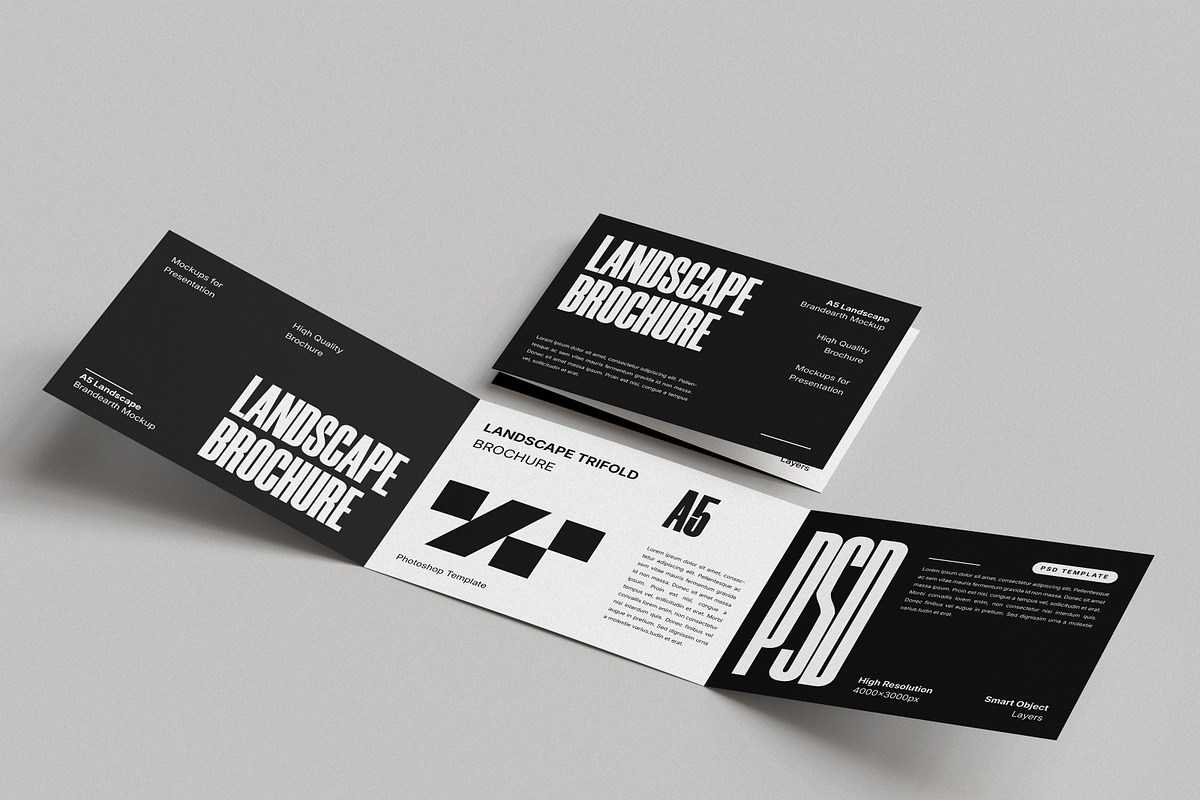 Landscape Trifold Brochure Mockup, an Advertising Mockup by Brand Earth (Photo 3 of 4)