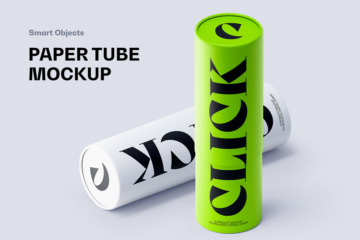 Paper Tube Packaging Mockup, a Packaging Mockup by Design Squad (Photo 1 of 2)