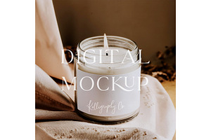 Moody Candle Label PSD Mockup
