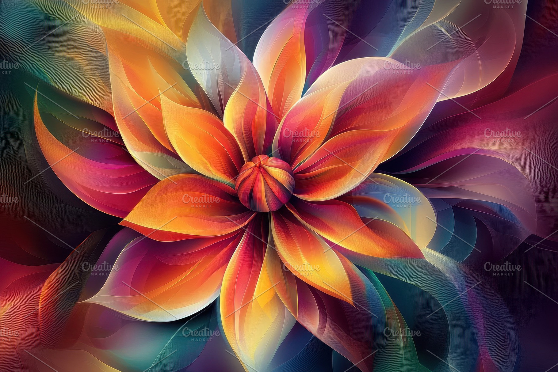 Abstract colorful flower design, a Photo by Pavel_design