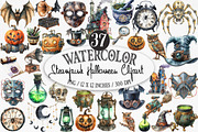 Watercolor Steampunk Halloween PNG, an Illustration by Designking (Thumbnail 1 of 5)
