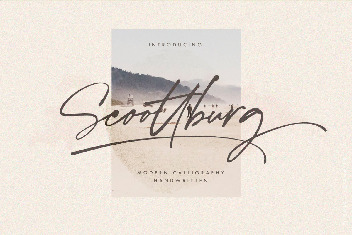 Scoottburg - Modern Calligraphy, a Script Font by Anxiety Studio (Photo 1 of 17)