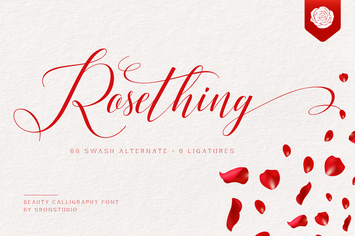 Rosething - Calligraphy Font, a Script Font by Sronstudio (Photo 1 of 12)