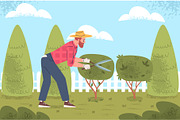 Gardener trimming bush. Man pruning, a Person Illustration by Stock-Smart-Start (Thumbnail 1 of 3)