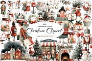 Watercolor Christmas Clipart, an Illustration by CreationArt (Thumbnail 1 of 5)