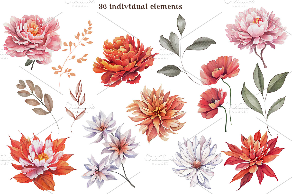 Watercolor Autumn Collection, a Decorative Illustration by DamriNa art (Photo 9 of 11)