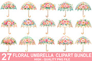 Watercolor Floral Umbrella Clipart, an Illustration by crative8112 (Thumbnail 1 of 8)